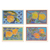 Grußkarten aus Baumwolle und Papier, (4er-Set) - Handgefertigte Batik-Blumengrußkarten (4er-Set)