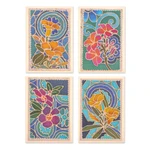 Cotton and paper greeting cards, 'Thai Paradise' (set of 4) - Handcrafted Batik Cotton and Paper Greeting Cards (Set of 4)