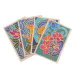 Cotton and paper greeting cards, 'Thai Paradise' (set of 4) - Handcrafted Batik Cotton and Paper Greeting Cards (Set of 4)