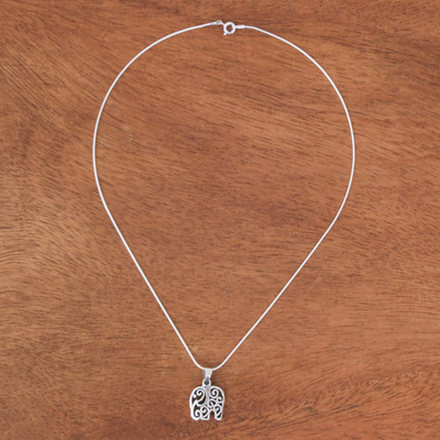 Halskette mit Anhänger aus Sterlingsilber, 'Oneiric Elephant'. - Sterling Silber Elefant Anhänger Halskette aus Thailand