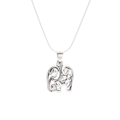 Sterling silver pendant necklace, 'Oneiric Elephant' - Sterling Silver Elephant Pendant Necklace from Thailand