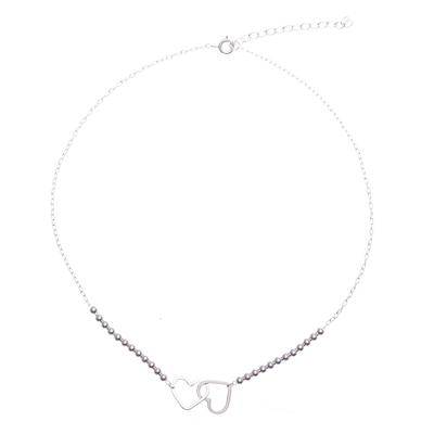 Sterling Silver Heart Choker Necklace in High Polish Finish
