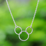 Sterling silver pendant necklace, 'Abstract Friends' - Abstract Sterling Silver Pendant Necklace from Thailand