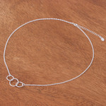 Sterling silver pendant necklace, 'Abstract Friends' - Abstract Sterling Silver Pendant Necklace from Thailand