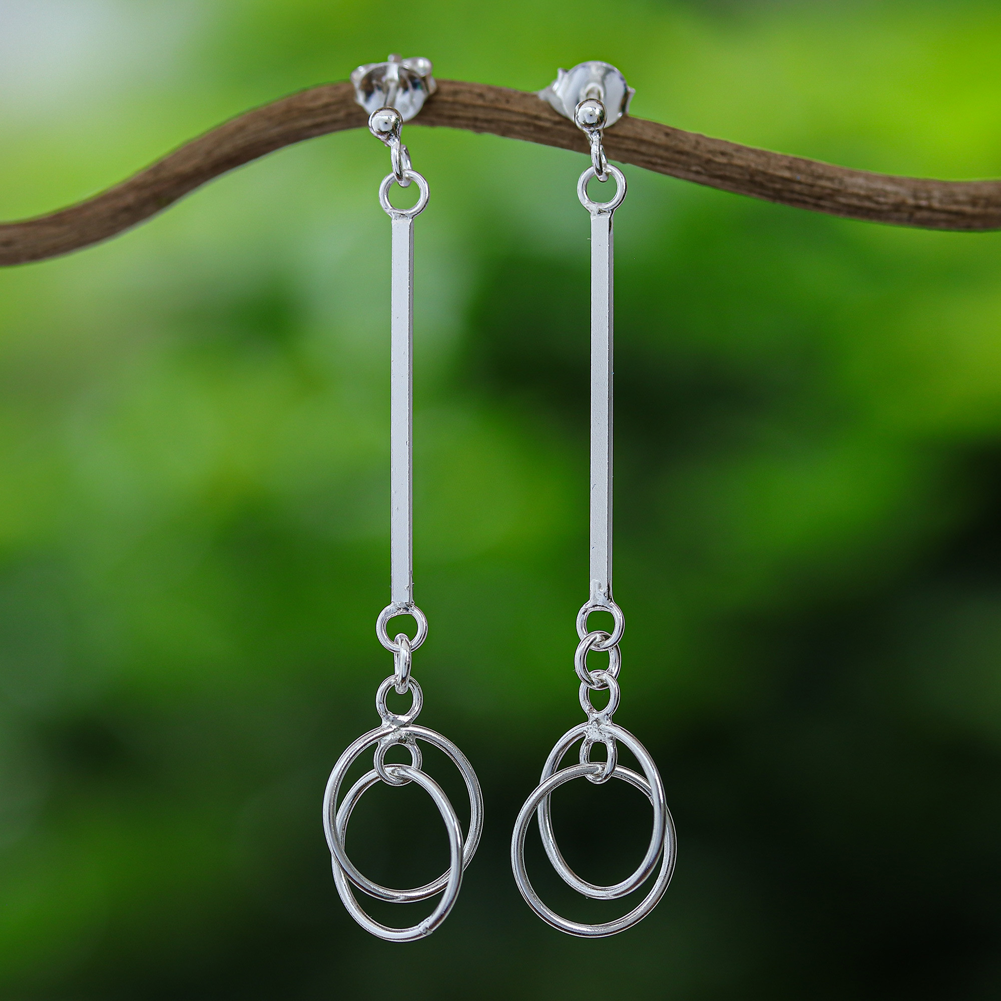 Polished Sterling Silver Pendulum Dangle Earrings - Tomorrow