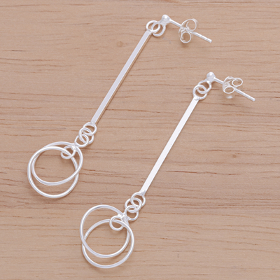 Sterling silver dangle earrings, 'Tomorrow Pendulum' - Polished Sterling Silver Pendulum Dangle Earrings