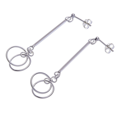 Sterling silver dangle earrings, 'Tomorrow Pendulum' - Polished Sterling Silver Pendulum Dangle Earrings