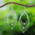Sterling silver dangle earrings, 'Marquise's Gaze' - Marquise-Shaped Sterling Silver Dangle Earrings (image 2) thumbail