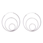 Sterling silver hoop earrings, 'Moon Allure' - Modern Sterling Silver Hoop Earrings with Polished Finish