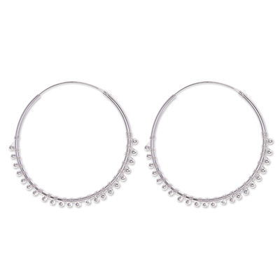 Polished Sterling Silver Hoop Earrings Crafted in Thailand