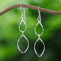 Sterling silver dangle earrings, 'Winter Wind'