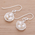 Cultured pearl dangle earrings, 'Chic Nest' - Sterling Silver Nest Dangle Earrings with Cultured Pearls (image 2b) thumbail
