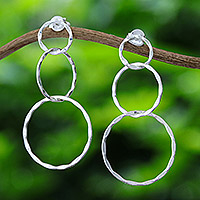 Sterling silver dangle earrings, 'Futuristic Cycles'