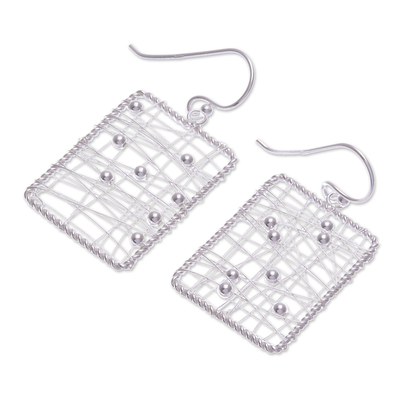Sterling silver dangle earrings, 'Abstract Urbanity' - Geometric Sterling Silver Dangle Earrings from Thailand