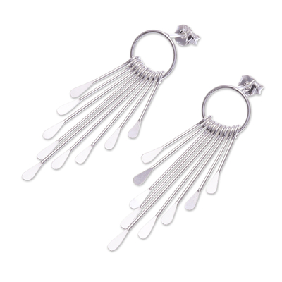 Sterling silver dangle earrings, 'Peacock Inspiration' - Sterling Silver Peacock's Tail Dangle Earrings from Thailand