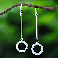 Sterling silver dangle earrings, 'Ethereal Pendulum' - Sterling Silver Dangle Earrings in a High Polish Finish