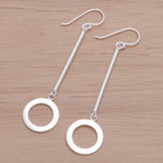 Sterling silver dangle earrings, 'Ethereal Pendulum' - Sterling Silver Dangle Earrings in a High Polish Finish