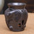 Ceramic oil warmer, 'Prosperity Essence' - Handcrafted Ceramic Elephant Oil Warmer in Black Tone