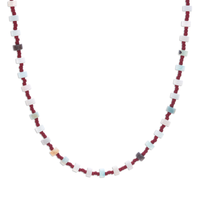 Men's quartz and glass beaded necklace, 'Intense Signs' - Men's Quartz and Glass Beaded Necklace Crafted in Thailand