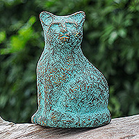 Recycled paper sculpture, 'Eco Feline' - Eco-Friendly Recycled Paper Cat Sculpture from Thailand