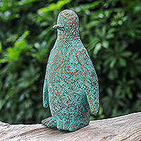 Recycled paper sculpture, 'Eco Penguin' - Eco-Friendly Recycled Paper Penguin Sculpture from Thailand