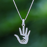 Sterling silver pendant necklace, 'Forever Together'