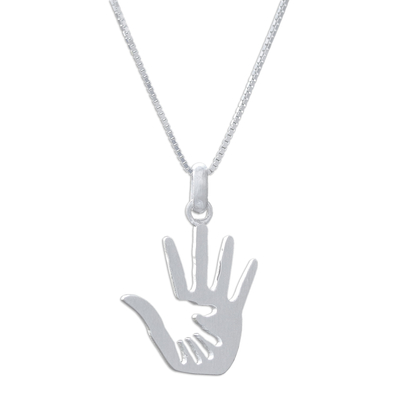 Sterling silver pendant necklace, 'Forever Together' - Inspirational Sterling Silver Pendant Necklace from Thailand