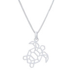 Sterling silver pendant necklace, 'Free Turtle' - Geometric Sterling Silver Necklace with Turtle Pendant
