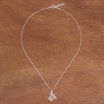 Sterling silver pendant necklace, 'Free Turtle' - Geometric Sterling Silver Necklace with Turtle Pendant