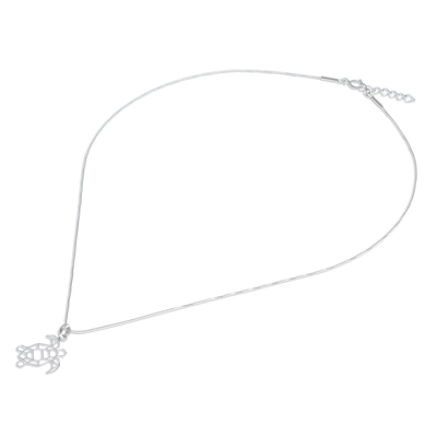 Collar colgante de plata esterlina - Collar Geométrico en Plata de Ley con Colgante Tortuga
