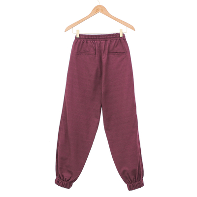 Cotton twill jogger pants, 'Daily Bordeaux' - Bordeaux Cotton Twill Jogger Pants with Drawstring Waist