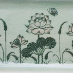 Celadon ceramic tray, 'Thai Lotus' - Handcrafted Lotus-Themed Celadon Ceramic Tray from Thailand