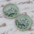 Celadon ceramic saucers, 'Luxuriant Lotus' (pair) - Pair of Celadon Ceramic Saucers Hand-Crafted in Thailand