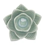 Celadon ceramic tealight candleholder, 'Blooming Lotus' - Lotus-Shaped Celadon Ceramic Tealight Candleholder in Green
