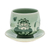 Celadon ceramic cup and saucer, 'Luxuriant Lotus' - Handmade Celadon Ceramic Green Cup and Saucer with Flowers
