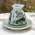 Jarra y platillo de leche de cerámica Celadon - Jarra y plato de leche de cerámica verde celadón con flores