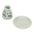 Jarra y platillo de leche de cerámica Celadon - Jarra y plato de leche de cerámica verde celadón con flores