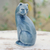 Celadon-Keramikfigur - Blaue Seladon-Keramik-Katzenfigur, handgefertigt in Thailand