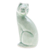 Figurilla de cerámica celadón - Figura de gato de cerámica verde celadón hecha a mano en Tailandia