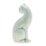 Celadon ceramic figurine, 'Beautiful Cat' - Green Celadon Ceramic Cat Figurine Hand-Crafted in Thailand