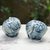 Mini figuras de cerámica Celadon, (par) - Par de Mini Figuras de Elefante de Cerámica Celadon en Azul