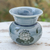 Celadon ceramic vase, 'Luxuriant Lotus' - Handmade Celadon Ceramic Vase with Floral Motif in Blue