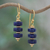 Gold-plated lapis lazuli and hematite beaded dangle earrings, 'Blue Bohemian' - 18k Gold-Plated Dangle Earrings with Lapis Lazuli Beads (image 2) thumbail