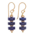Gold-plated lapis lazuli and hematite beaded dangle earrings, 'Blue Bohemian' - 18k Gold-Plated Dangle Earrings with Lapis Lazuli Beads thumbail