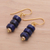 Gold-plated lapis lazuli and hematite beaded dangle earrings, 'Blue Bohemian' - 18k Gold-Plated Dangle Earrings with Lapis Lazuli Beads (image 2b) thumbail