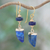 Lapis lazuli and hematite dangle earrings, 'Palace Blue' - Lapis Lazuli and Hematite Dangle Earrings Made in Thailand (image 2) thumbail