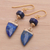 Lapis lazuli and hematite dangle earrings, 'Palace Blue' - Lapis Lazuli and Hematite Dangle Earrings Made in Thailand (image 2b) thumbail