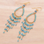 Hematite waterfall earrings, 'Paradise Lake' - Reconstituted Turquoise and Hematite Waterfall Earrings (image 2b) thumbail