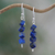 Lapis lazuli beaded dangle earrings, 'Royal Geometry' - Sterling Silver Dangle Earrings with Lapis Lazuli Beads (image 2) thumbail