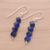 Lapis lazuli beaded dangle earrings, 'Royal Geometry' - Sterling Silver Dangle Earrings with Lapis Lazuli Beads (image 2b) thumbail